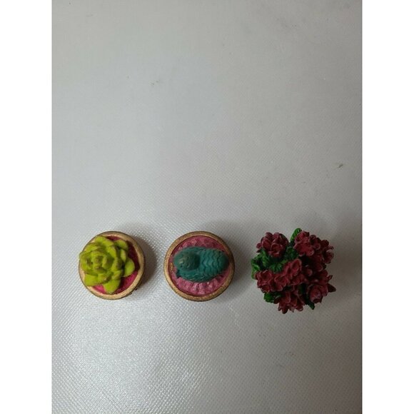 VINTAGE Miniature Artificial Plants In Pots Clay Pottery Decorative Bohemian - Picture 5 of 7